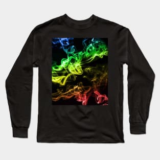 Rainbow Smoke On Black Long Sleeve T-Shirt